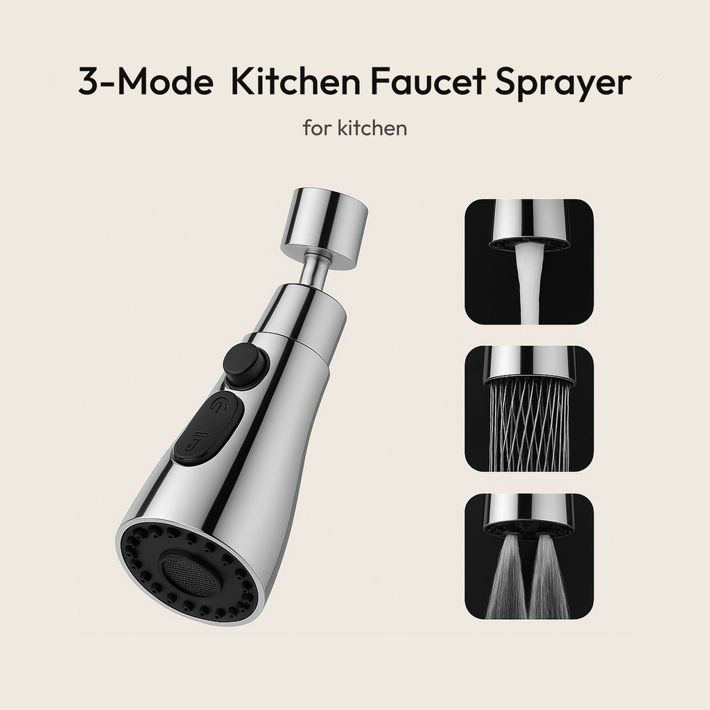 3-Mode Kitchen Faucet Sprayer