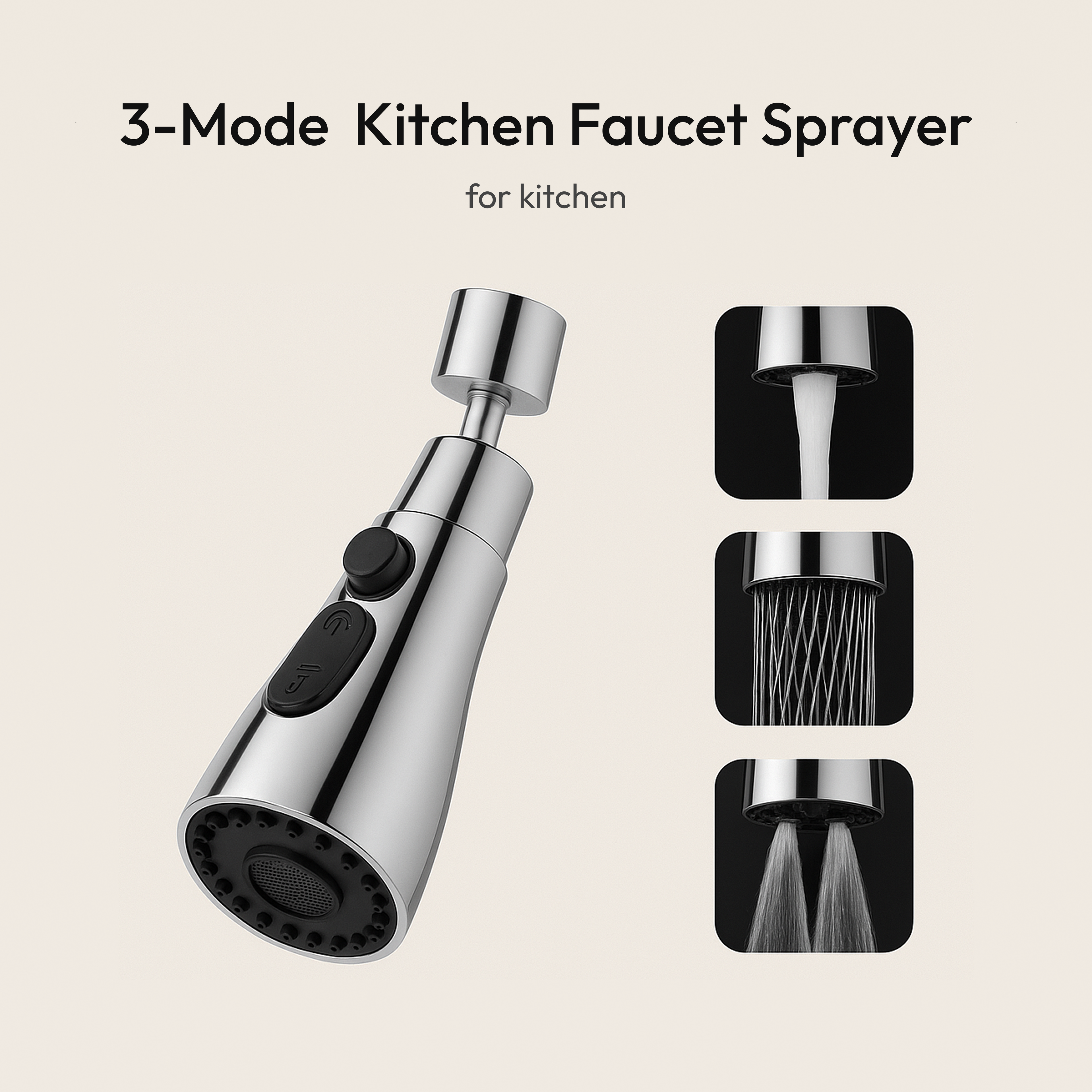 3-Mode Kitchen Faucet Sprayer